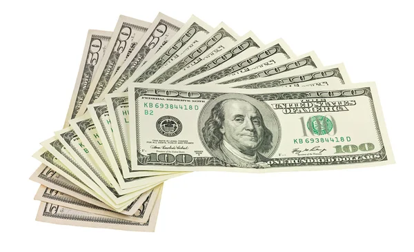 Sto dolarů a 50 dolarů bankovek — Stock fotografie