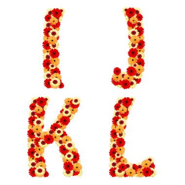 renkli çiçek yazı tipinden izole geber çiçekler.