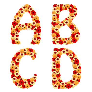 renkli çiçek yazı tipinden grbera çiçek