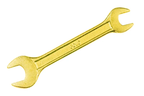 Guld skiftnyckel isolerad på vit bakgrund — Stockfoto