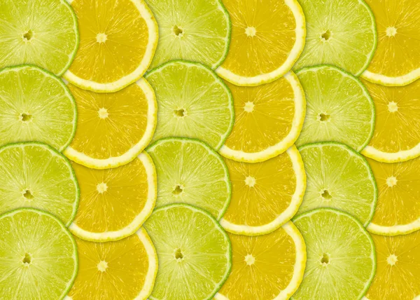 Abstrakt bakgrund med citrusfrukter skivor av citron och lime — Stockfoto