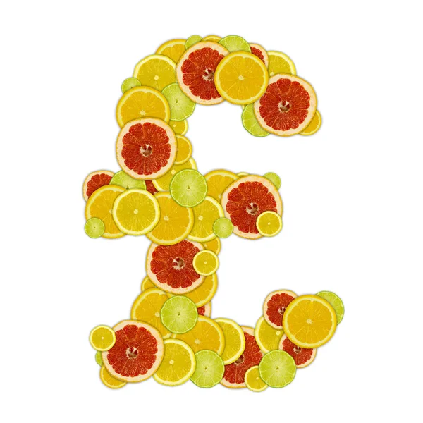 Pound sign of citrus fruit slices — Stock Photo, Image