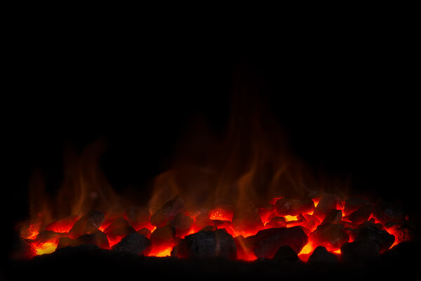 Charcoal fire black background