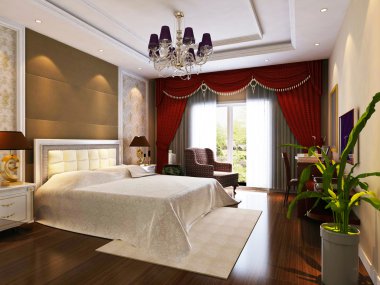 3D yatak odası render