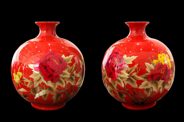 red porcelain vase