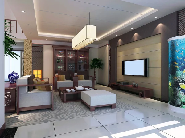 3D render modern interiör av vardagsrum — Stockfoto