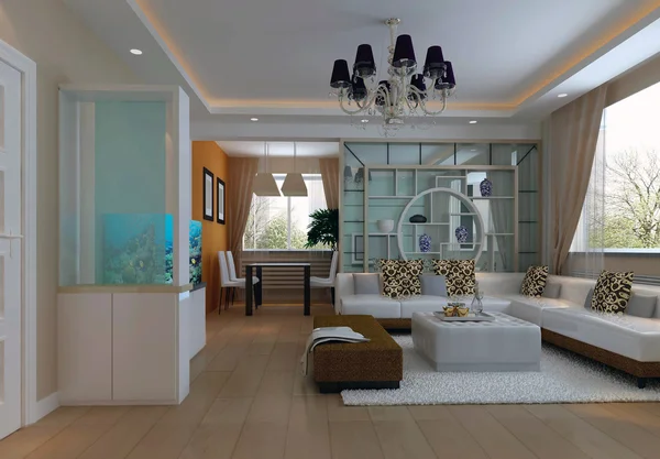 3D render modern iç oturma odası — Stok fotoğraf