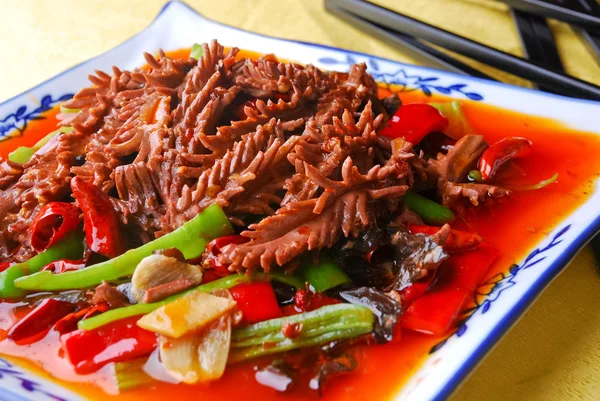 Comida en brotes de bambú chino y riñón de cerdo — Foto de Stock