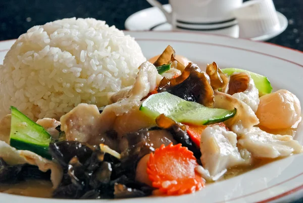 Nourriture en chinois - riz frit au poisson — Photo