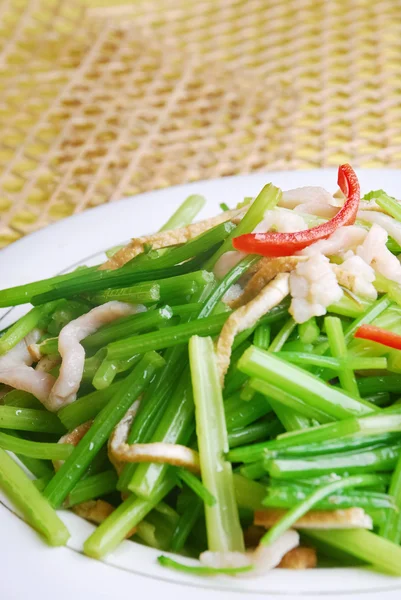 Food in china-- pig loin strip fried celery — Stock Photo, Image