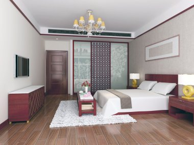 3D yatak odası render