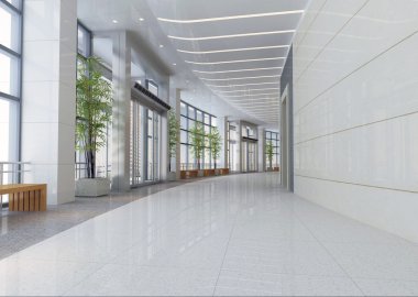 3d futuristic corridor, hall