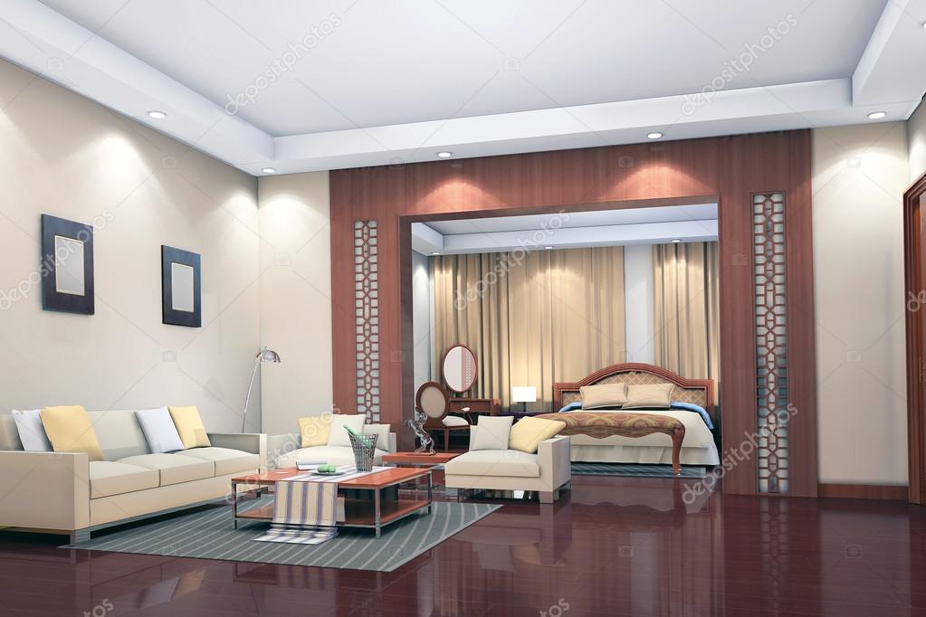 3d render modern belsÅvel, nappali, hálószoba — stock fotó ...
