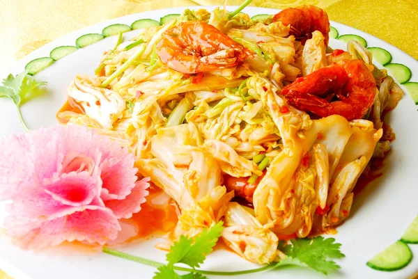 Chinese food Cabbage fried Prawn — Stock Photo, Image