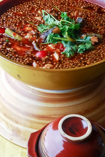 Alimentos chinos- pescado hervido con agua — Foto de Stock