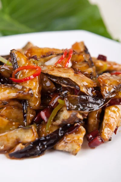 Čína lahodné jídlo – chilli lilek — Stock fotografie