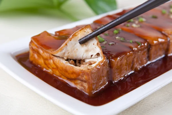 Meat and bean curd — Stock Photo, Image