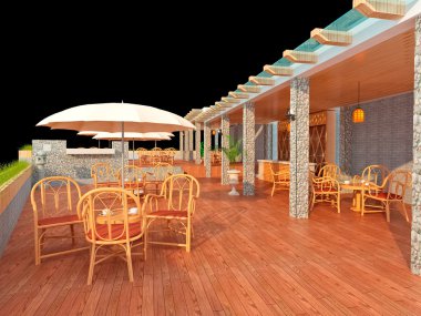 3D modern Restoran