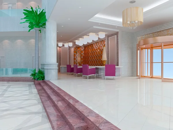 3D modern hall, korridor — Stockfoto