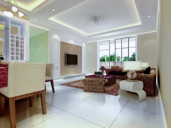 3D render modern iç oturma odası