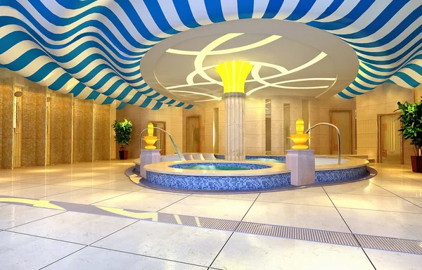 3D-openbare badkamers van hall, corrido — Stockfoto