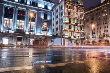 gece sahne şehir, şehir trafik ışık rotalar