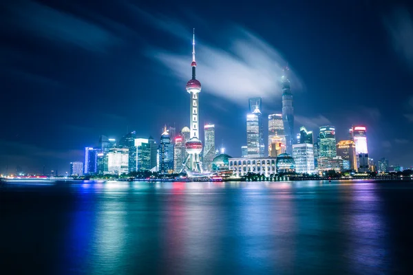 Shanghai skyline di notte — Foto Stock