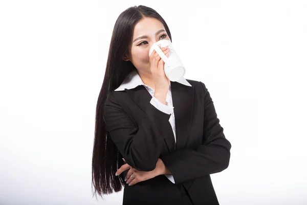 Mulher de negócios sorridente. Isolado sobre fundo branco — Fotografia de Stock