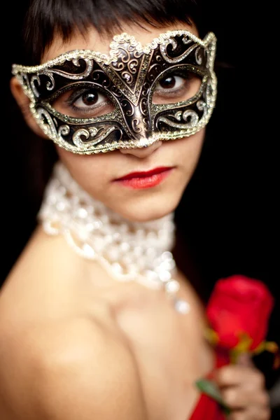 Portrait of a Woman Wearing a Mask — Stock Photo, Image