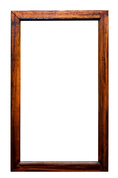 Moldura de madeira velha, isolada no branco — Fotografia de Stock