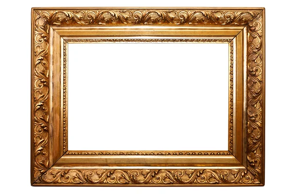 Gouden oude frame geïsoleerd op wit (uitknippaden opgenomen) — Stockfoto