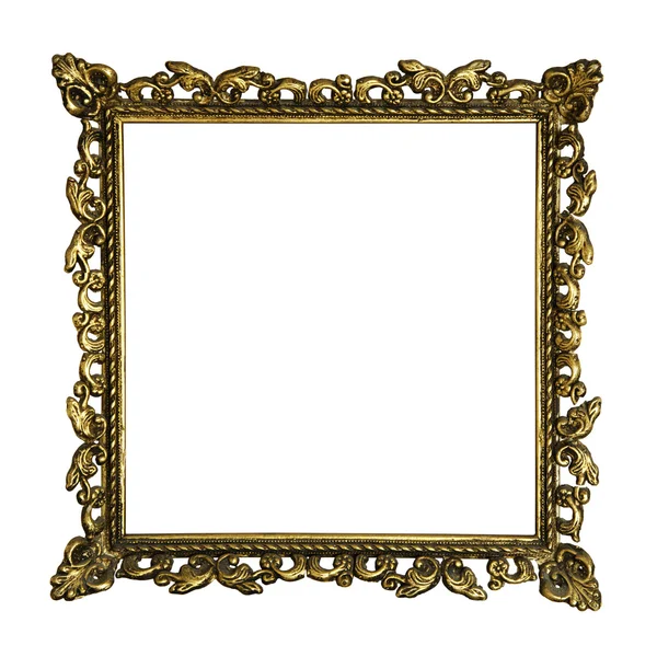 Old golden retro frame, isolated on white (No#4b) — Stock Photo, Image