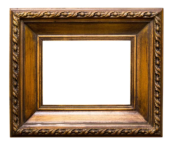 Old golden retro mirror frame, isolated on white — Stock Photo, Image