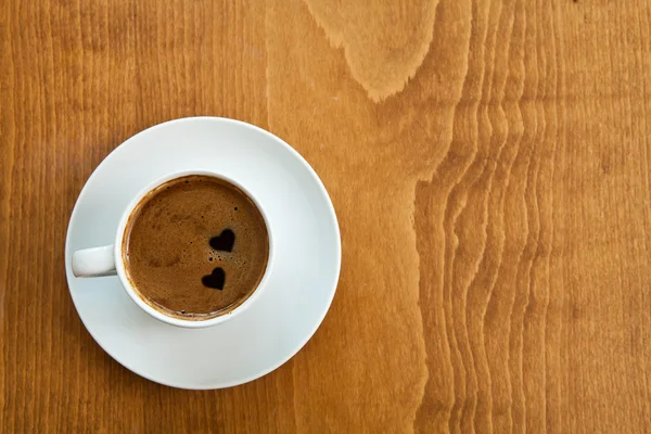 Coffee with a pair of hearts — Stock Photo, Image