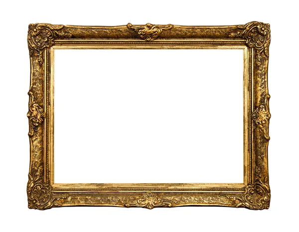 Antiguo marco de espejo retro dorado, aislado en blanco Imágenes de stock libres de derechos