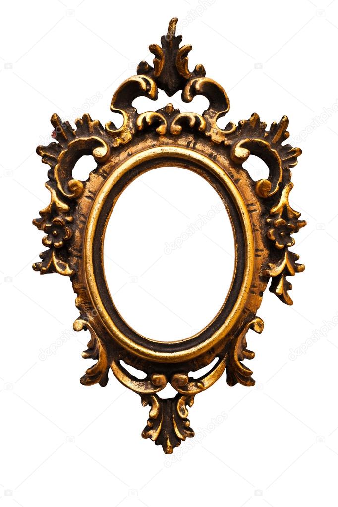 Very old retro oval golden old frame