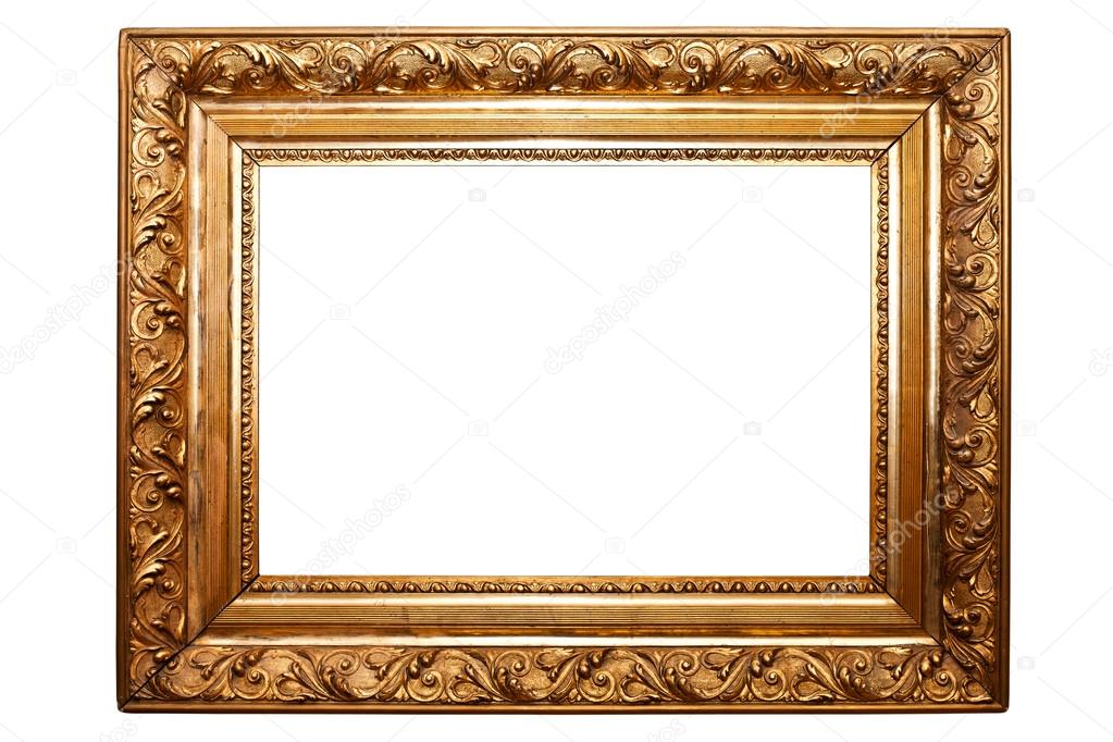 golden old frame isolated on white (clipping paths included)