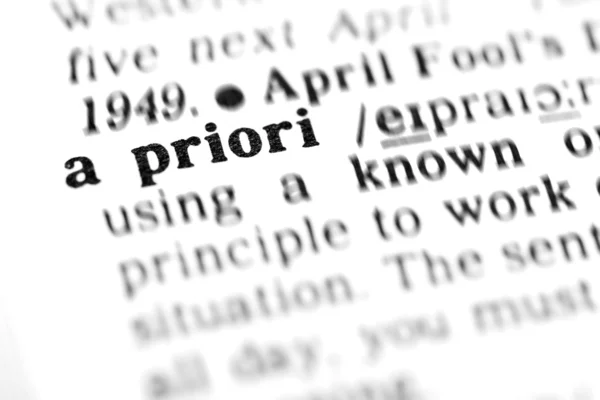 Wortwörterbuch a priori — Stockfoto