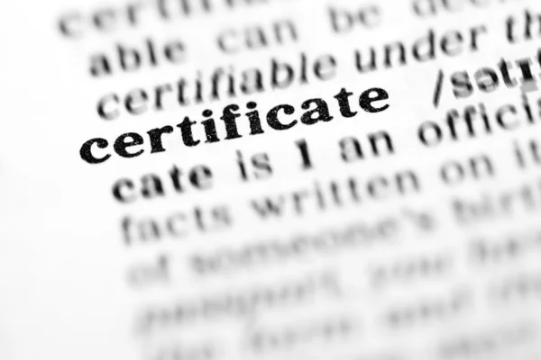 Certificate word dictionary — Stock Photo, Image