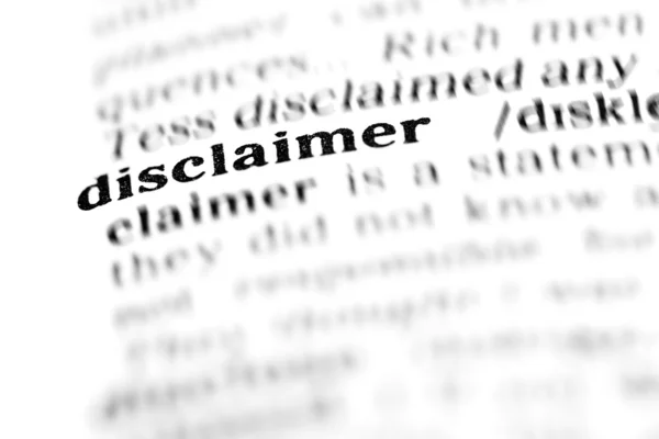 Disclaimer word dictionary — Stock Photo, Image