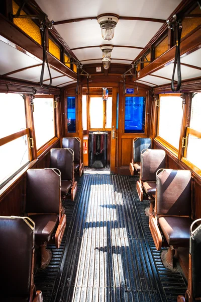 Interior of very old traditional tram — Stock Photo, Image