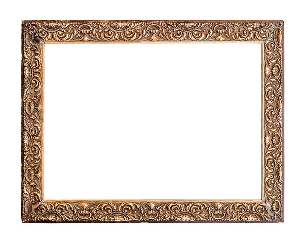 Moldura velha dourada, isolada no branco — Fotografia de Stock