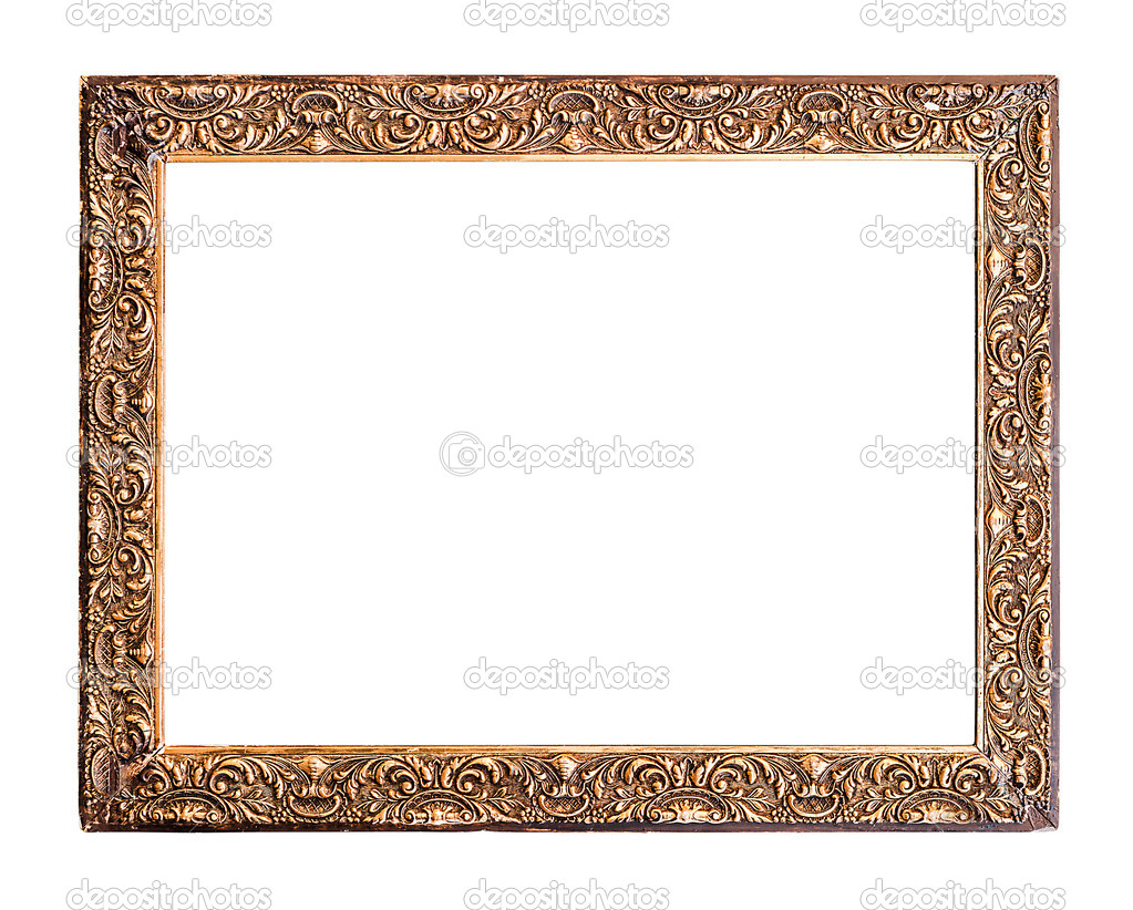 Golden Old Frame, Isolated on White