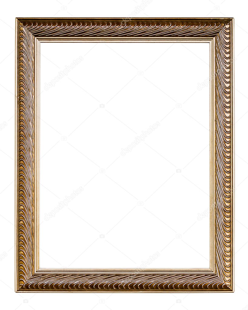 Golden Old Frame, vertical, Isolated on White