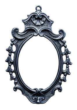 beyaz izole eski oval metal çerçeve