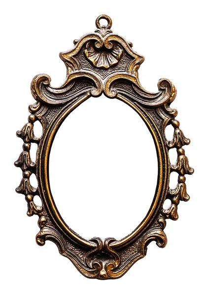 Old Oval Golden Frame, Isolated on White — Stock Photo, Image