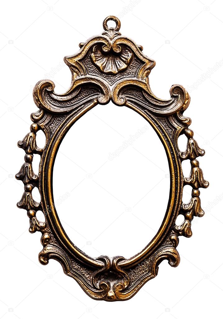 Old Oval Golden Frame, Isolated on White