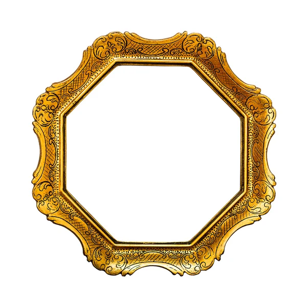 Old golden picture frame, isolated on white background — Stock Photo, Image