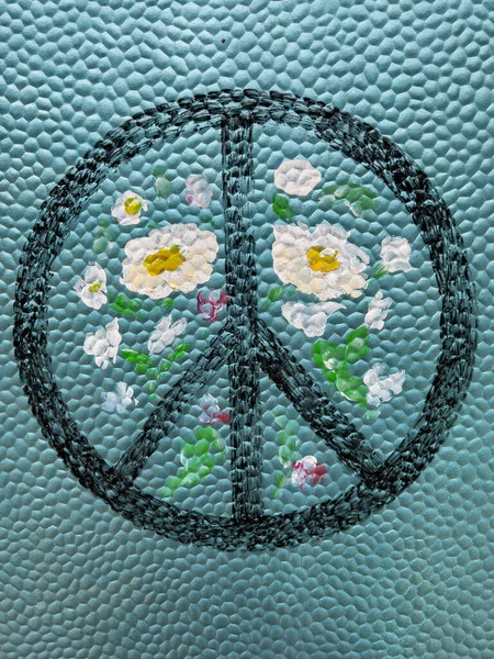 Símbolo Paz Desenhado Sobre Superfície Plástica — Fotografia de Stock