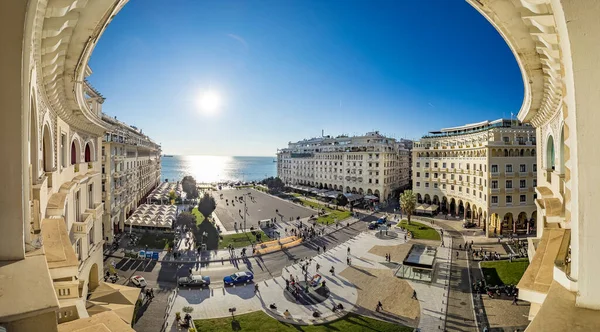 Selanik Teki Aristo Meydanı Panoramik Manzara Stok Fotoğraf